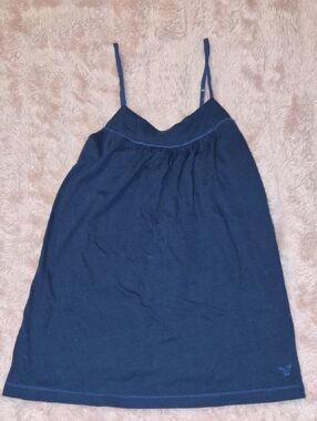 American Eagle Outfitters Dark Blue Tank Top with Pink Stitching